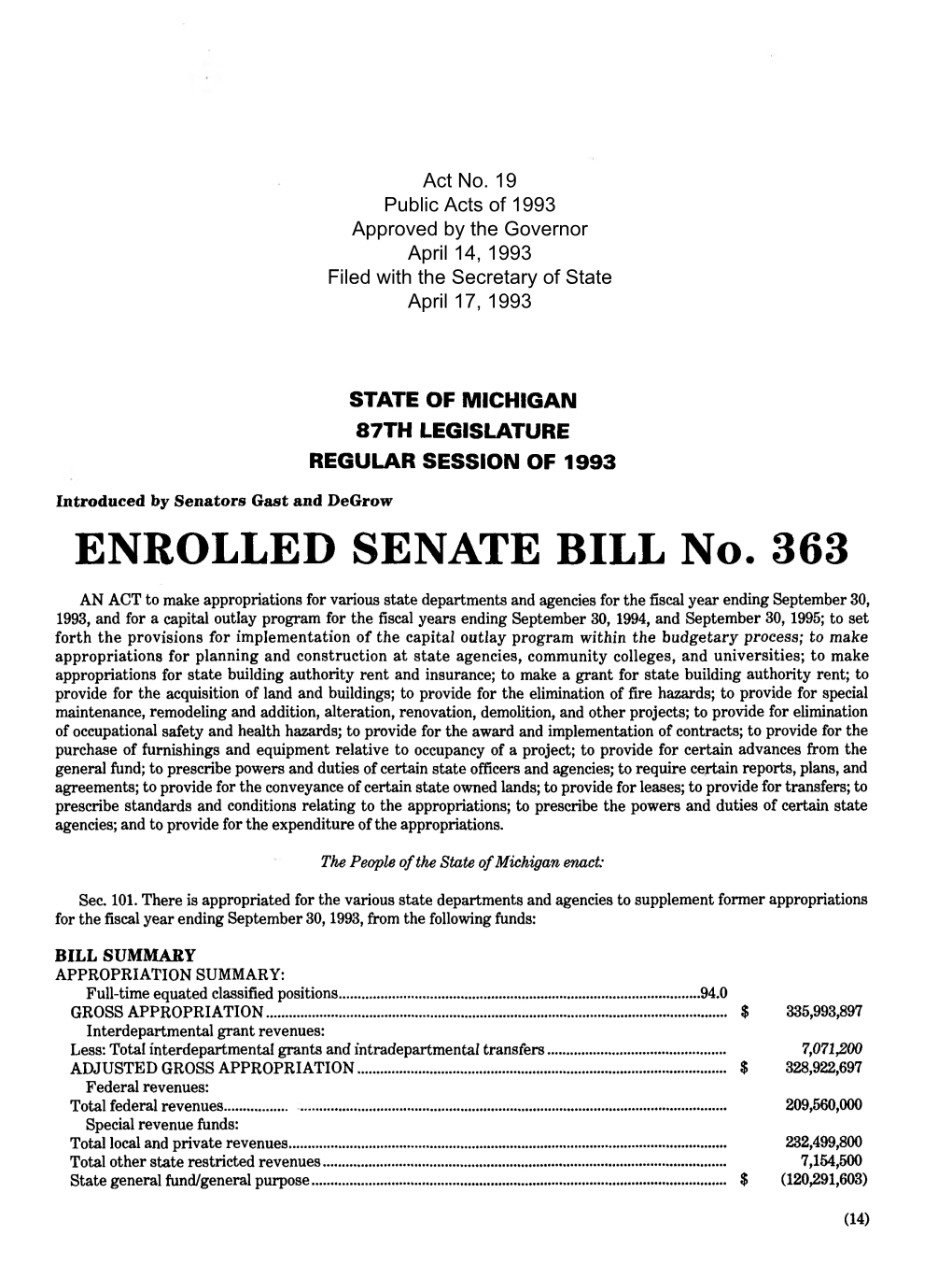 1993 House Introduced Bill 0363