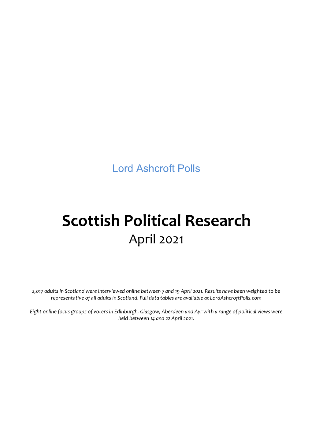 Scottish Political Research April 2021