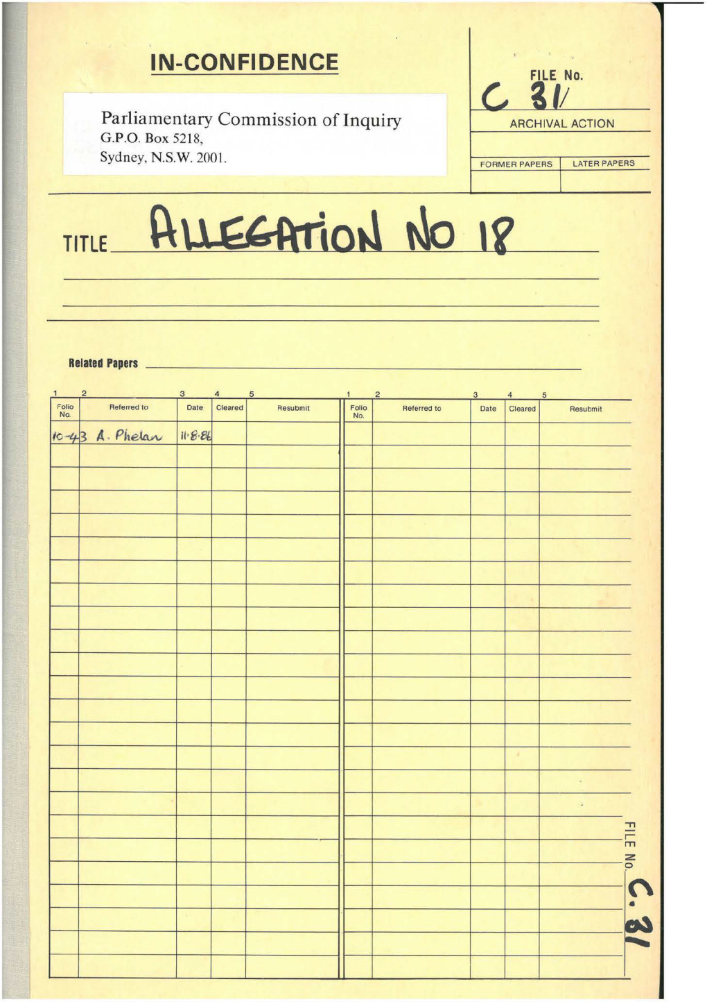 Allegation No. 18 - Appointment of Bill Jegorow