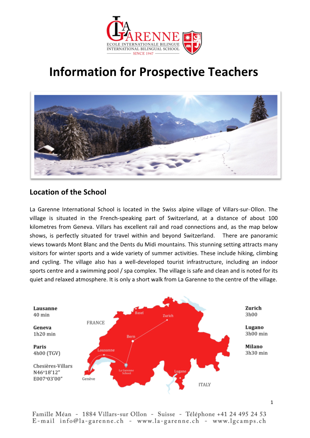 Information for Prospective Teachers