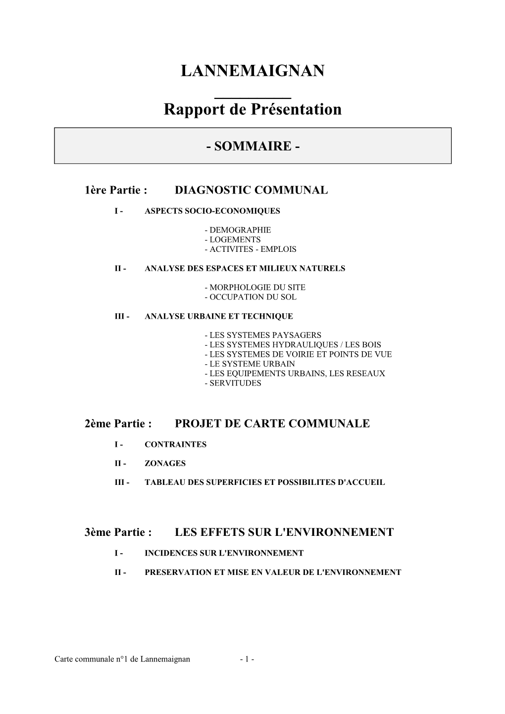 LANNEMAIGNAN ___Rapport De Présentation