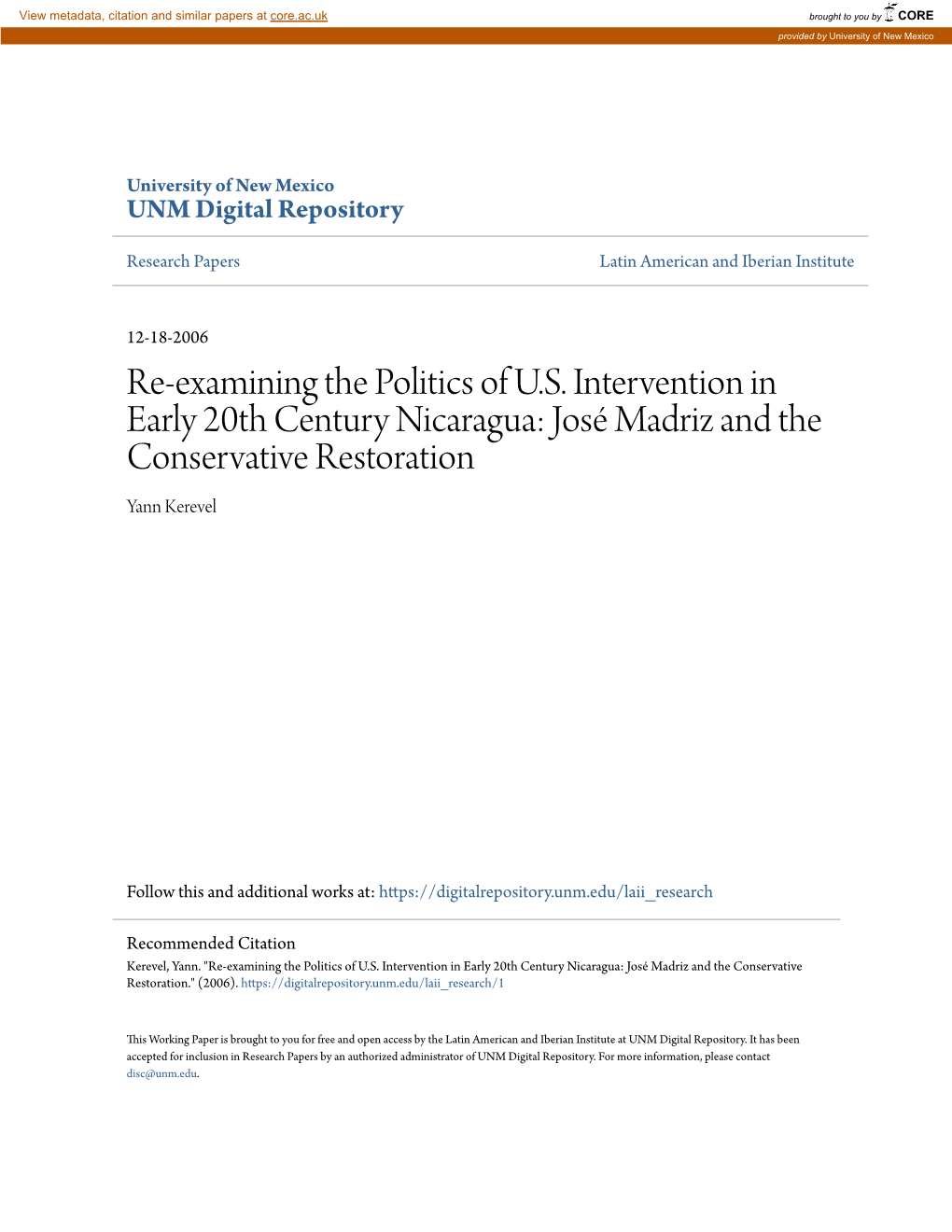 Re-Examining the Politics of US Intervention in Early 20Th