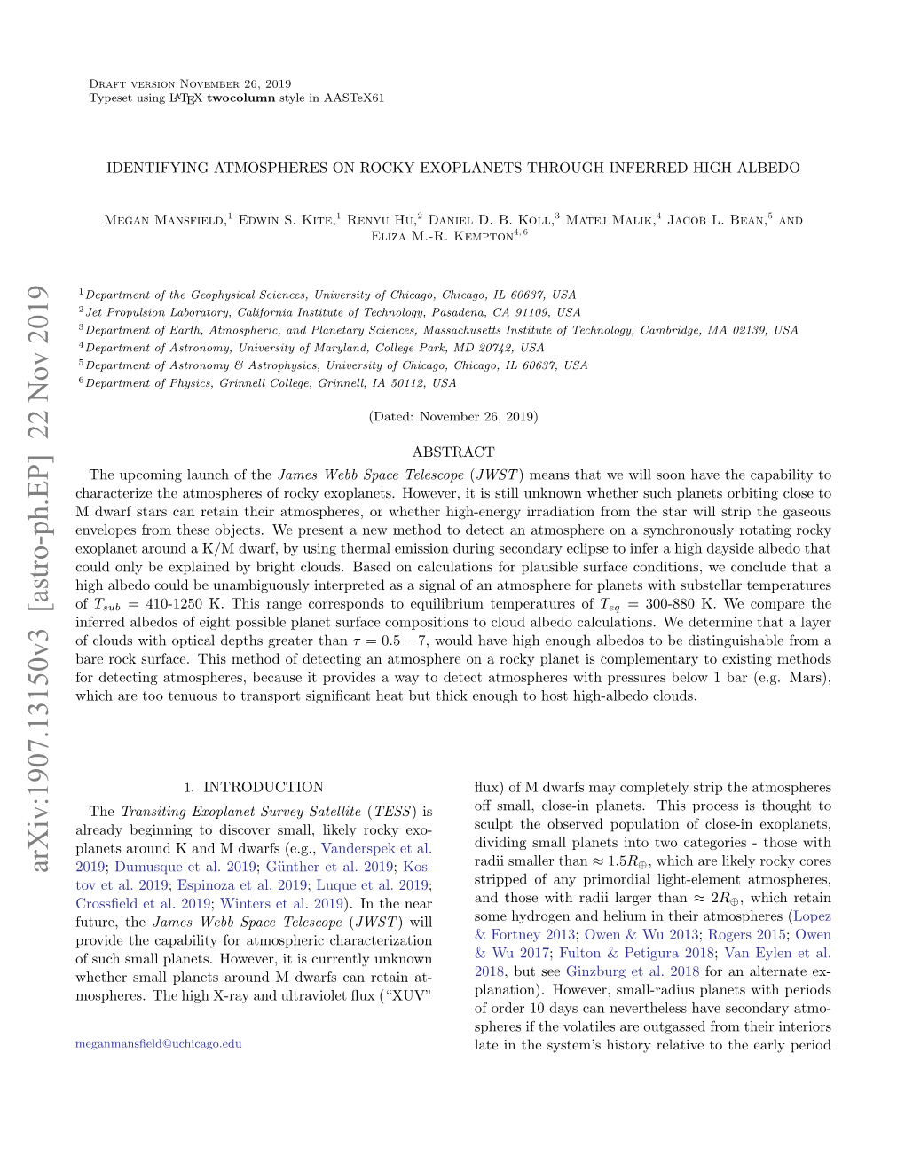 Identifying Atmospheres on Rocky Exoplanets Through Inferred High Albedo