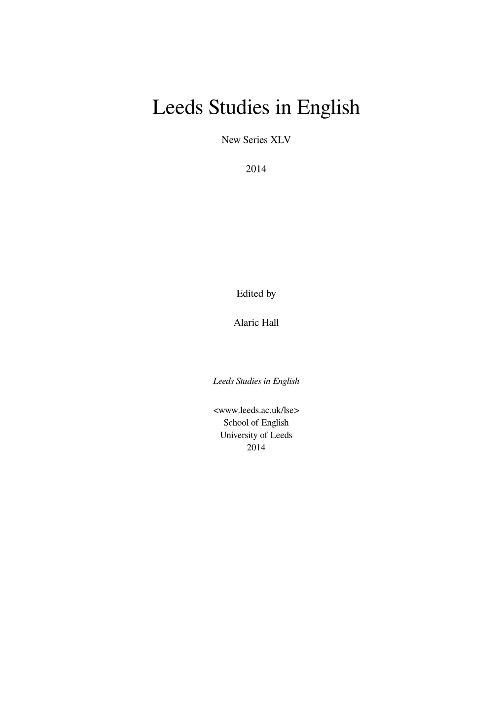 Leeds Studies in English