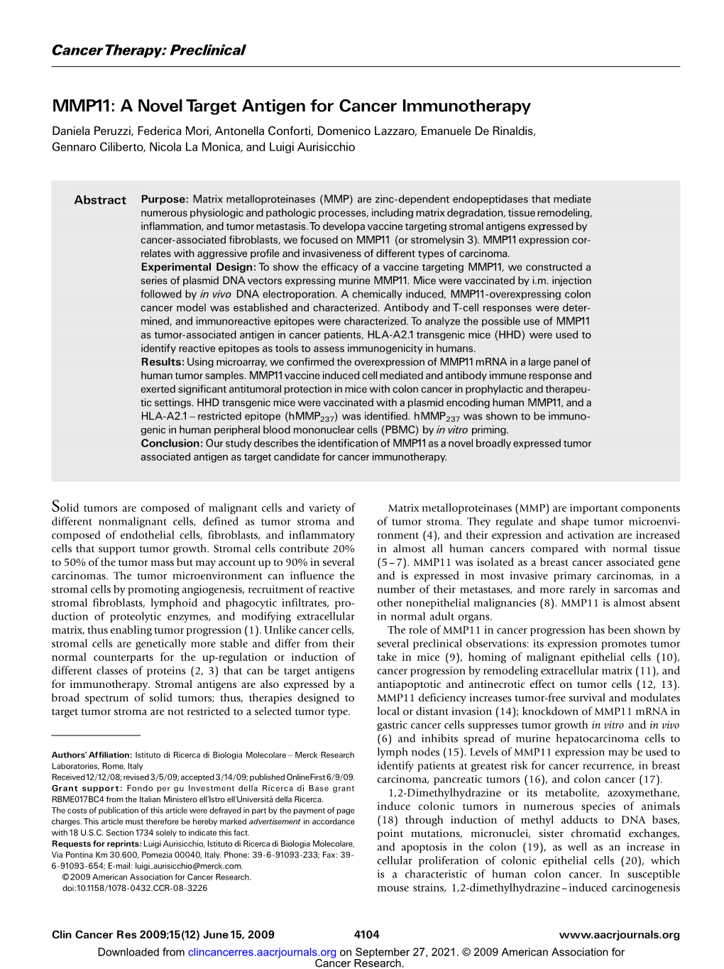 A Novel Target Antigen for Cancer Immunotherapy