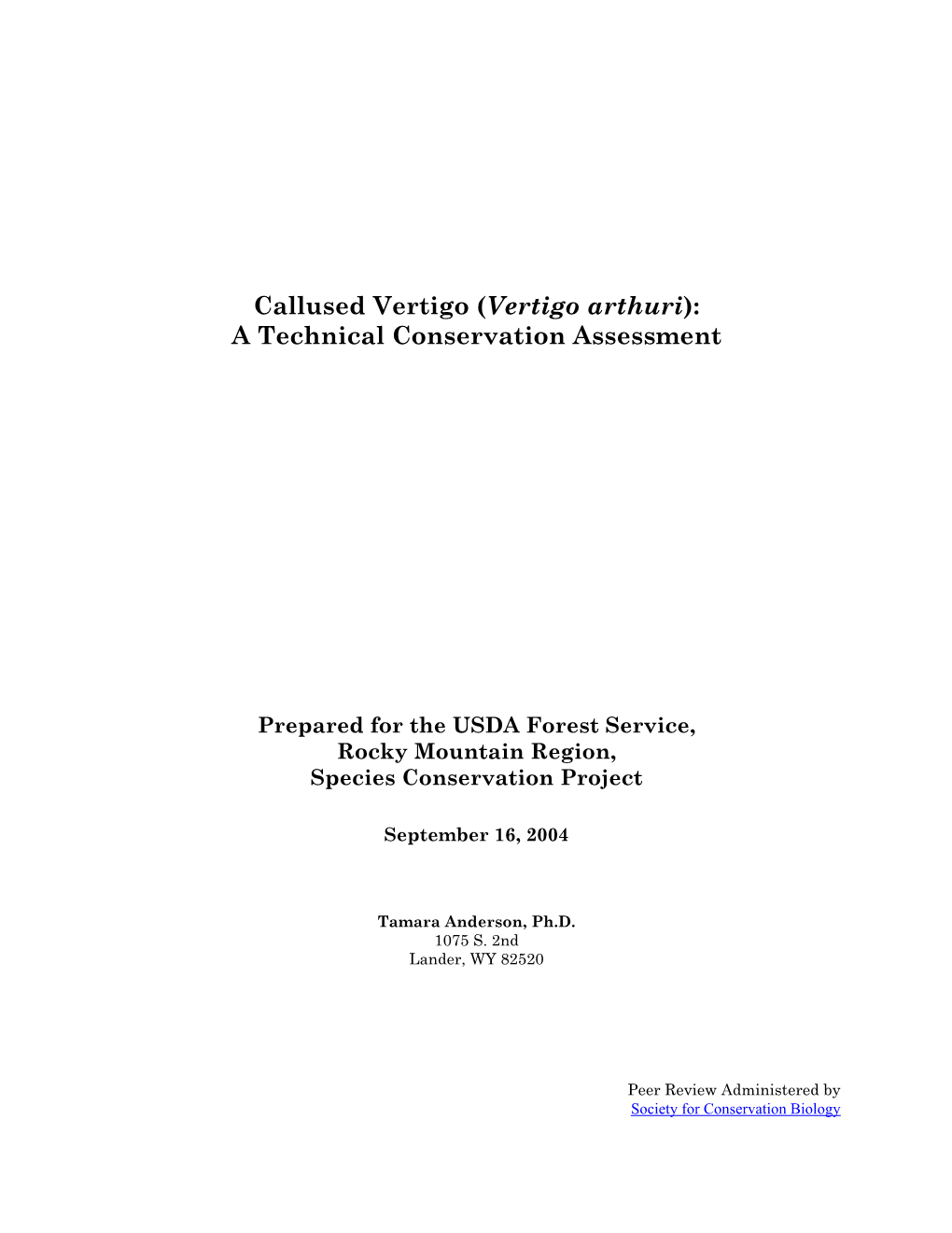 Vertigo Arthuri): a Technical Conservation Assessment