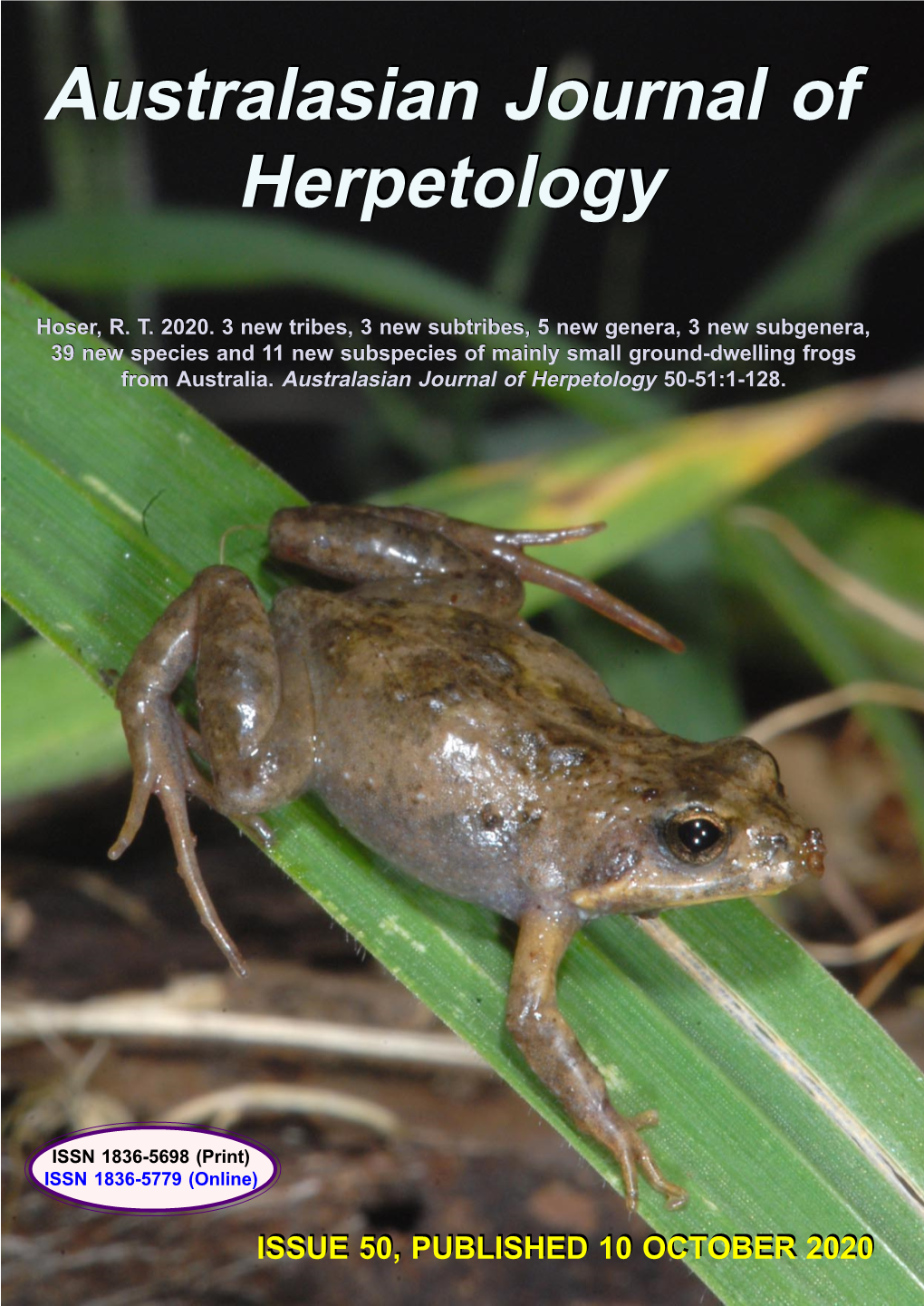 3 New Tribes, 3 New Subtribes, 5 New Genera, 3 New Subgenera, 39 New Species and 11 New Subspecies of Mainly Small Ground-Dwelling Frogs from Australia