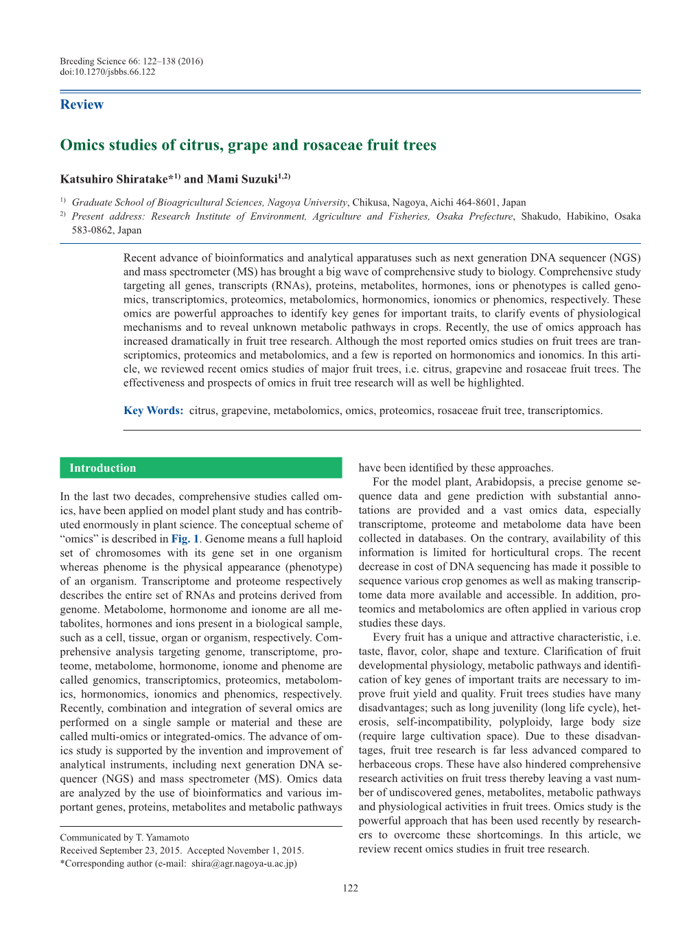 Omics Studies of Citrus, Grape and Rosaceae Fruit Trees