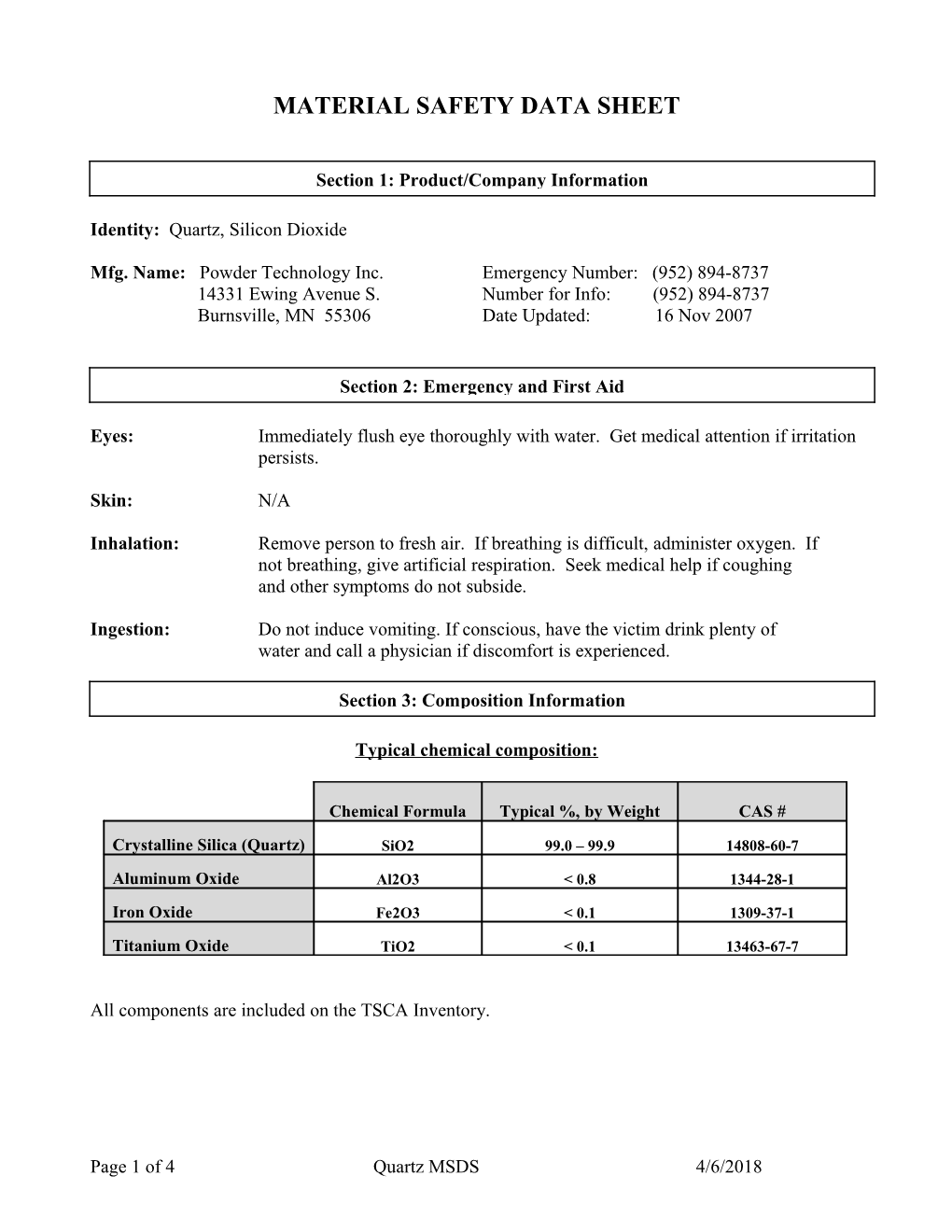 Material Safety Data Sheet s31