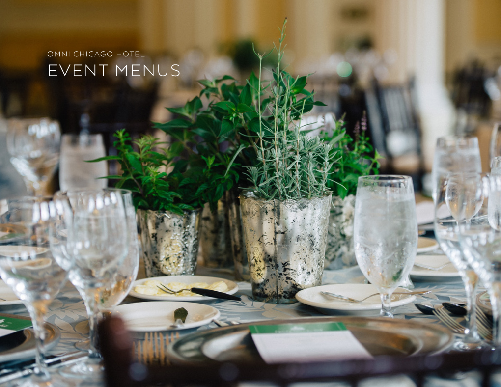 Event Menus Table of Contents