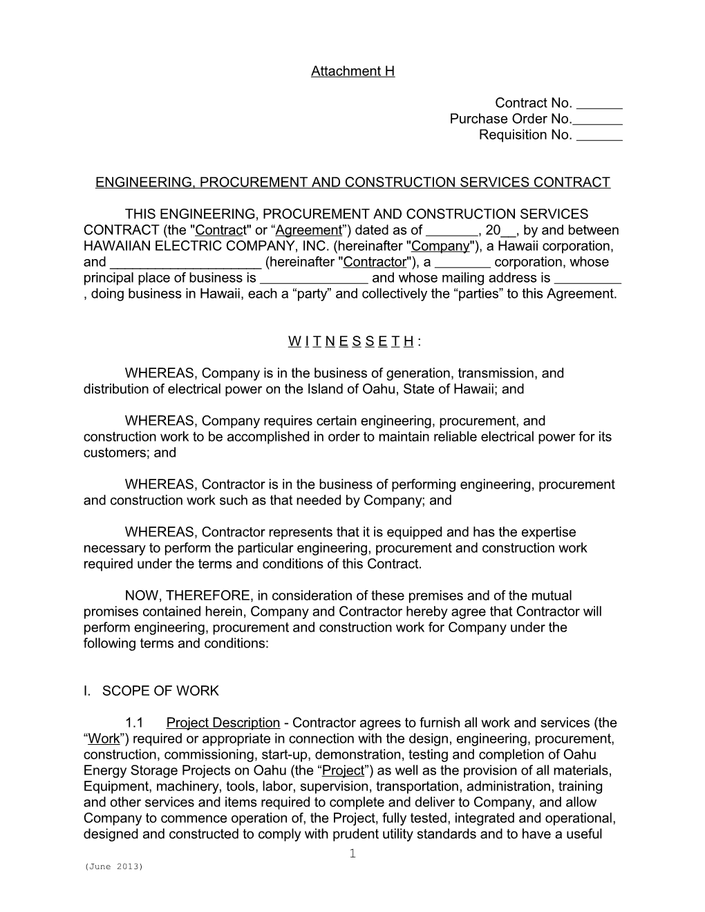 Engineering, Procurement and Construction Services Contract