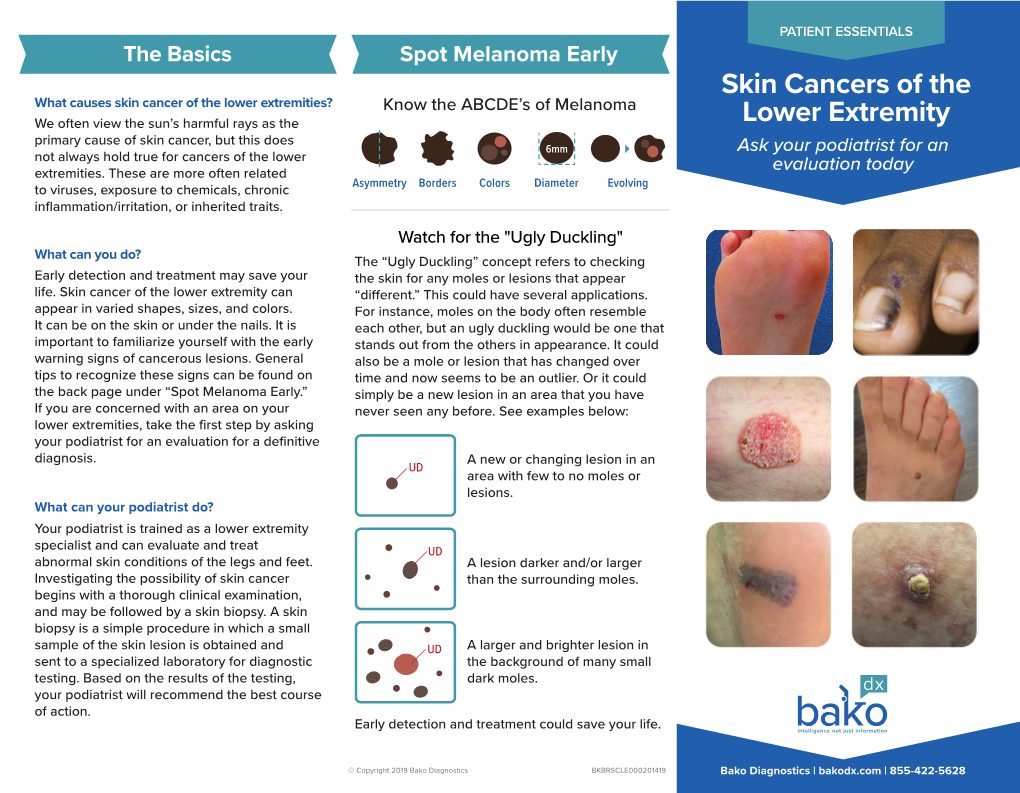 Skin Cancers of the Lower Extremity Skin Cancers of the Lower Extremities Have Several Features in Common