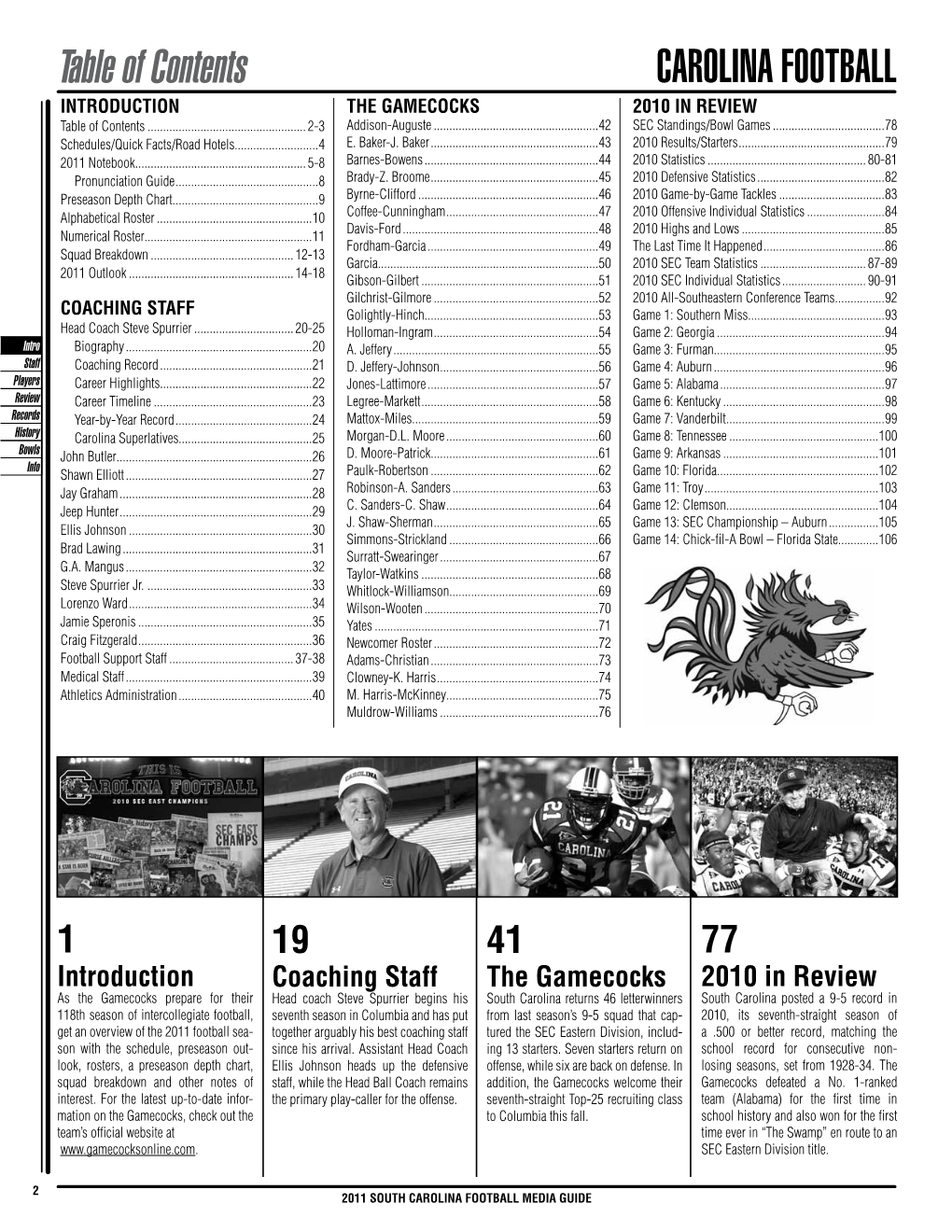 CAROLINA FOOTBALL Table of Contents RECORDS 1995 Carquest Bowl