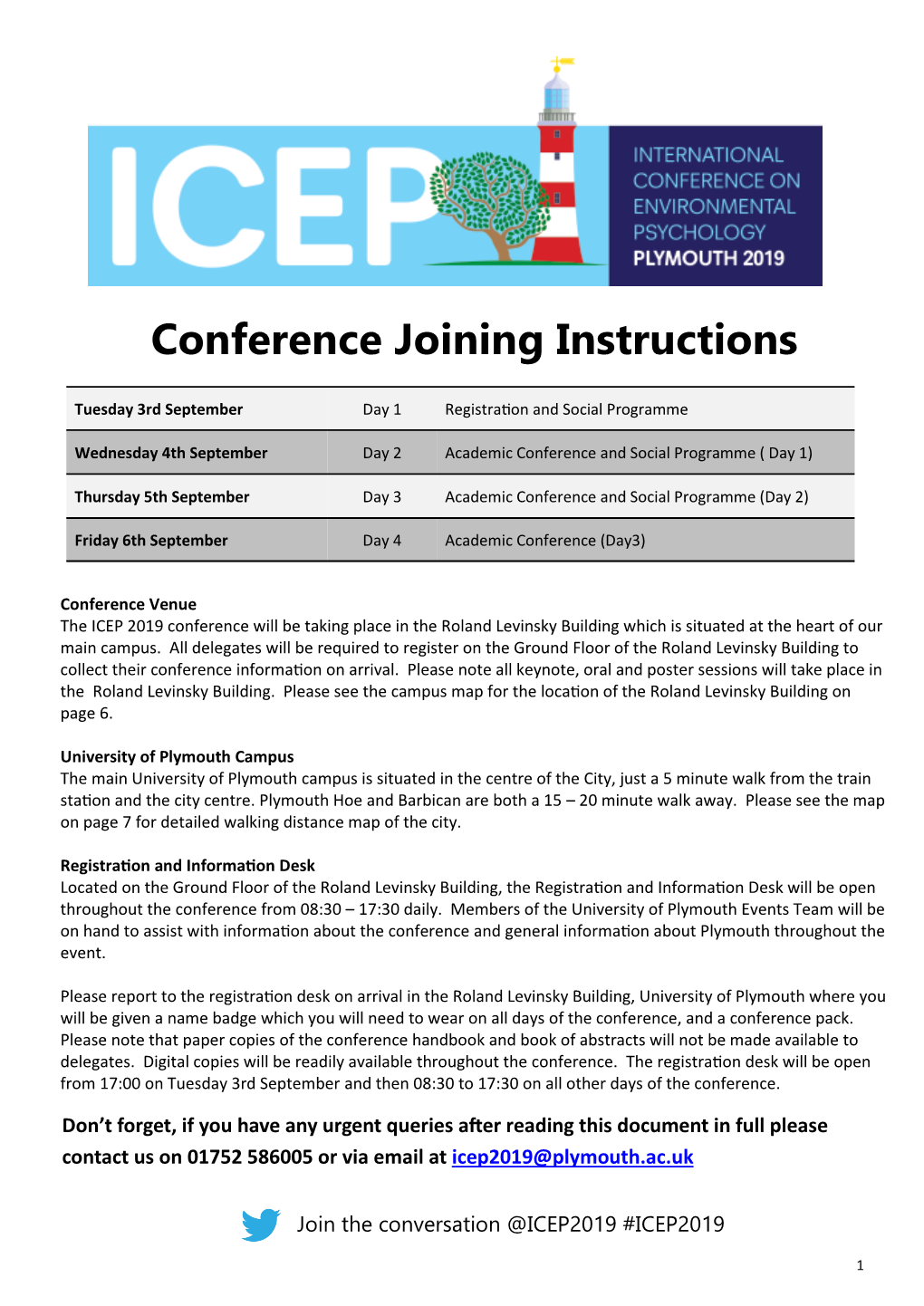 Joining Instructions ICEP 2019