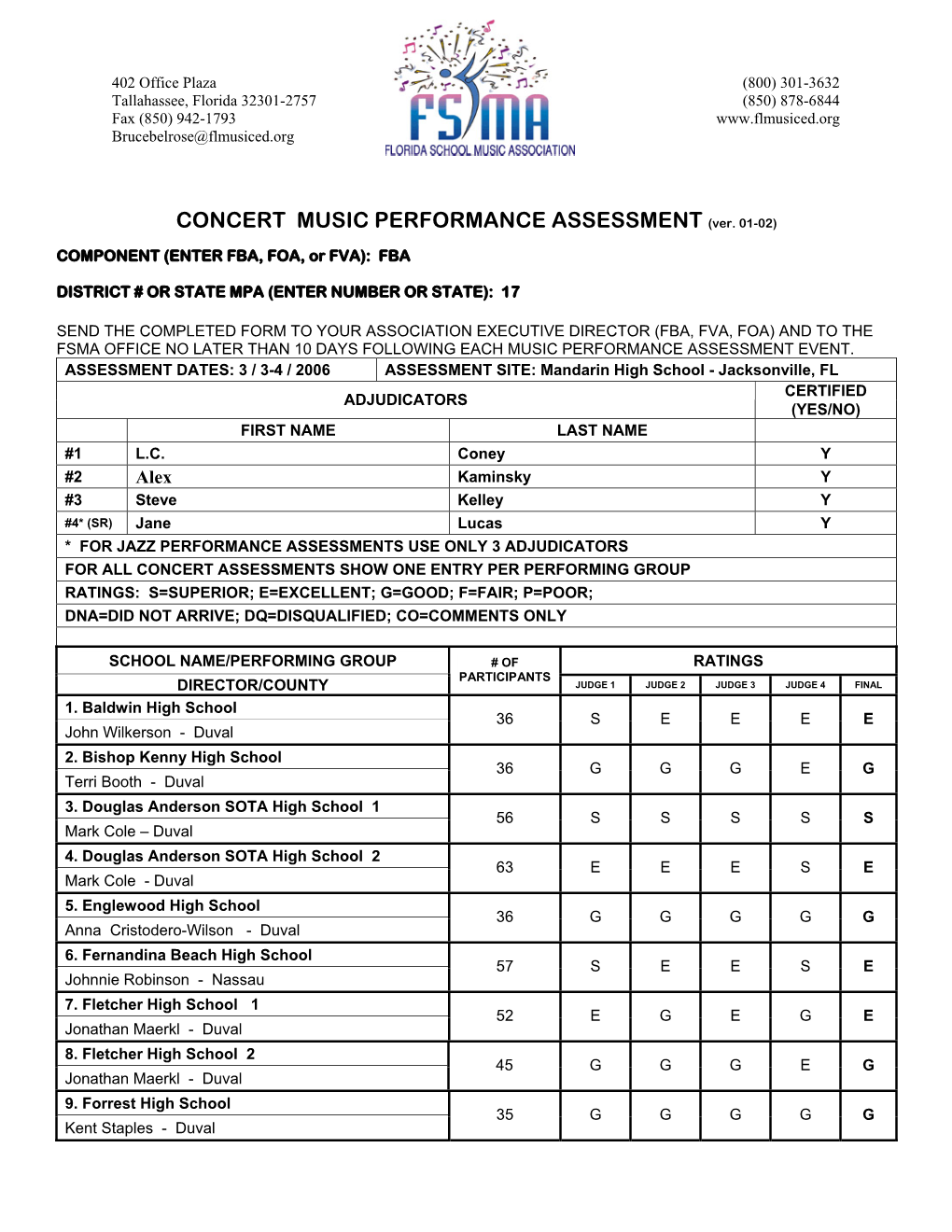 CONCERT MUSIC PERFORMANCE ASSESSMENT (Ver