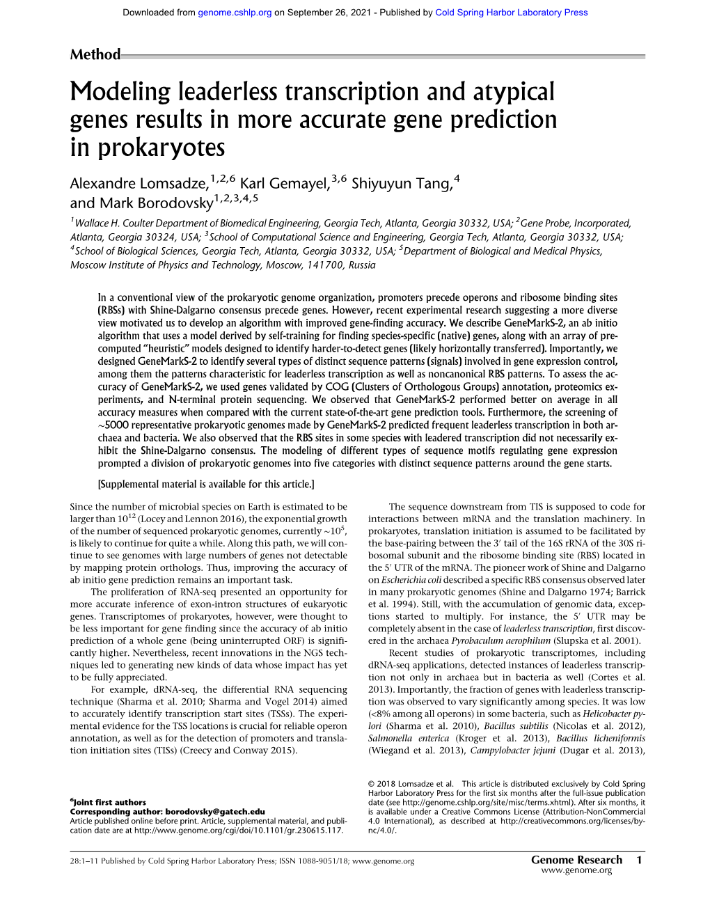 Modeling Leaderless Transcription and Atypical Genes Results in More Accurate Gene Prediction in Prokaryotes