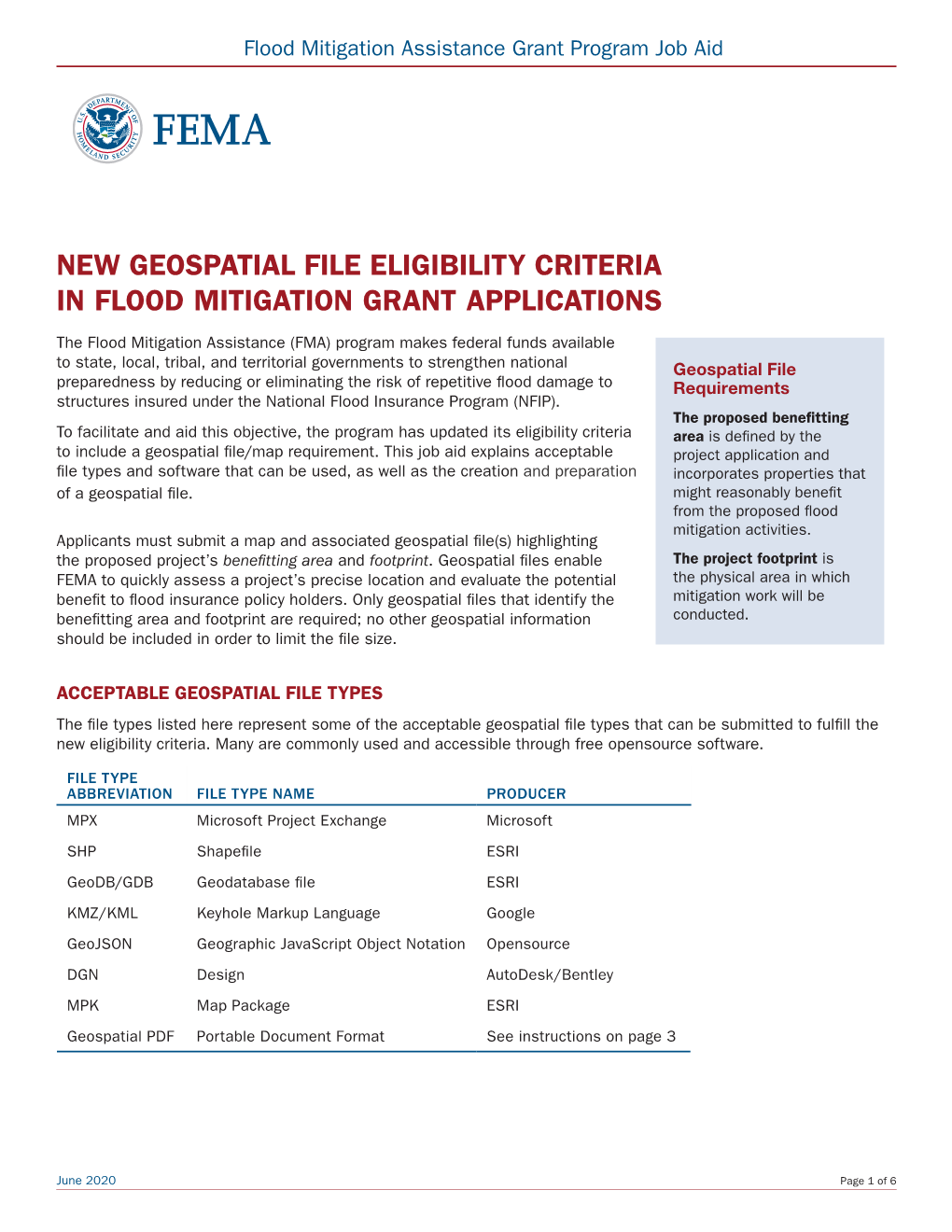Flood Mitigation Grant Applications Geospatial File Eligibility Criteria Job