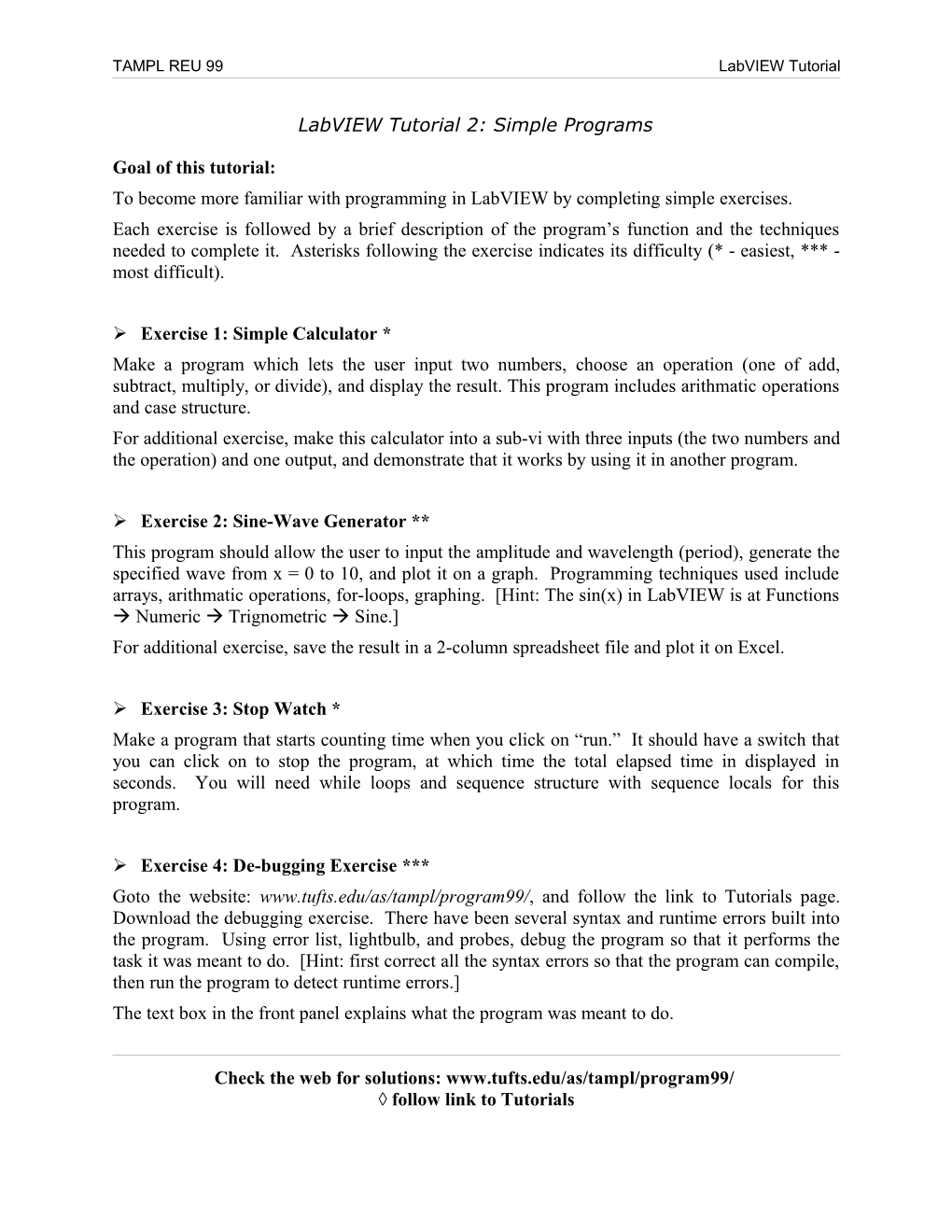 Labview Tutorial A: Extra Features