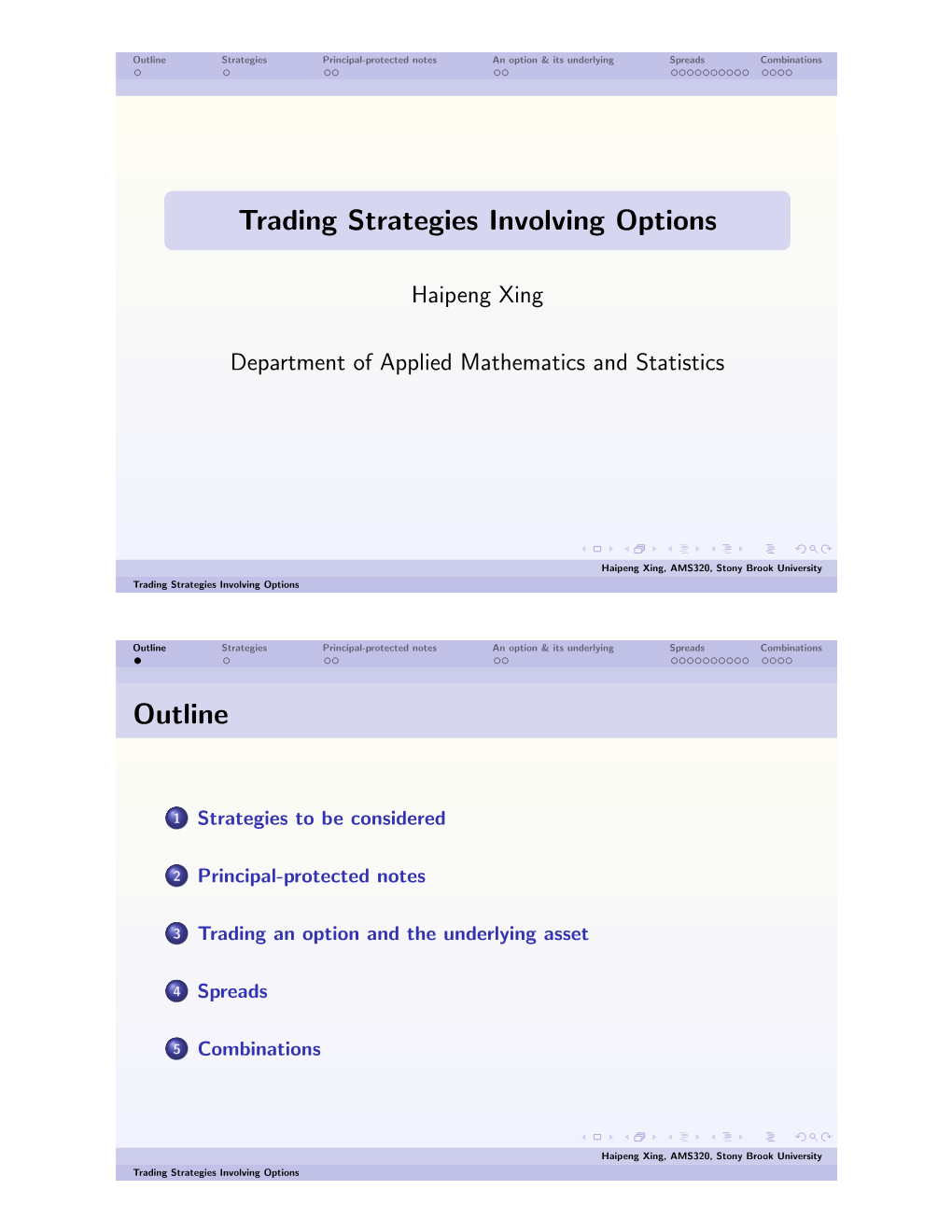 Trading Strategies Involving Options Outline Strategies Principal-Protected Notes an Option & Its Underlying Spreads Combinations