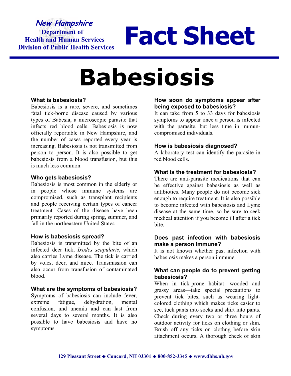 Babesiosis Fact Sheet