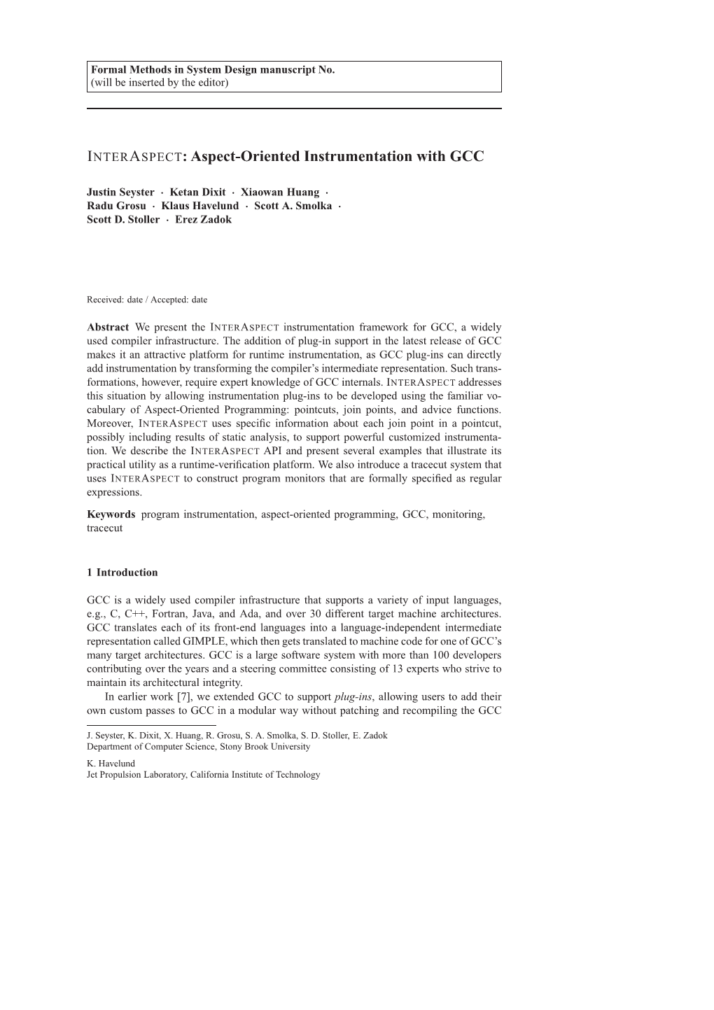 Aspect-Oriented Instrumentation with GCC