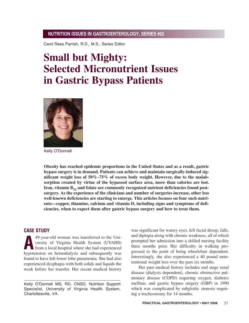 Selected Micronutrient Issues in Gastric Bypass Patients