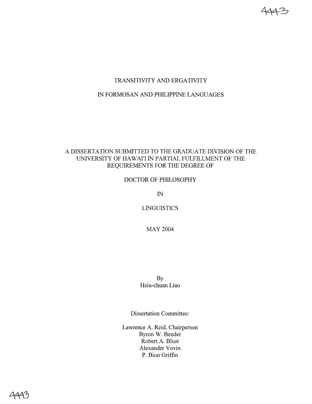 Transitivity and Ergativity in Formosan and Philippine Languages