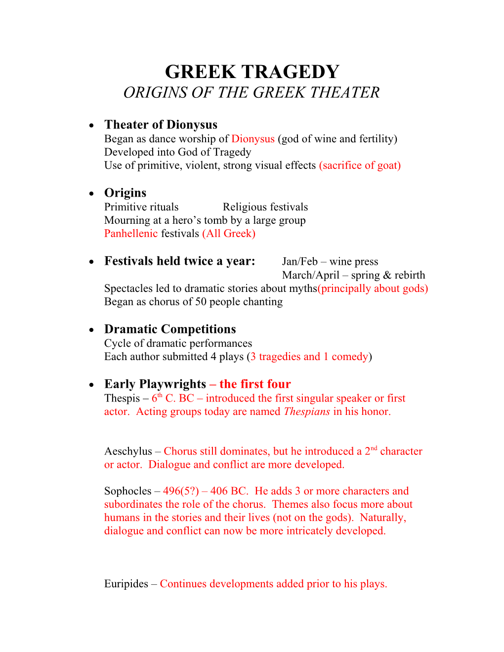 Origins of the Greek Theater