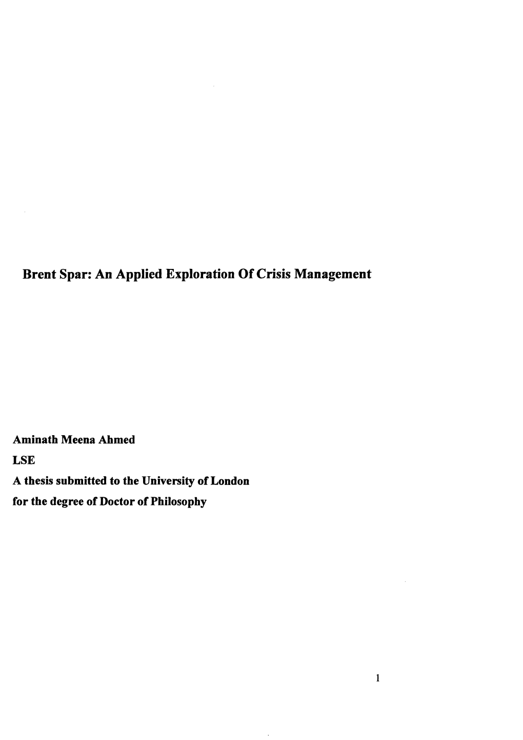 Brent Spar: an Applied Exploration of Crisis Management
