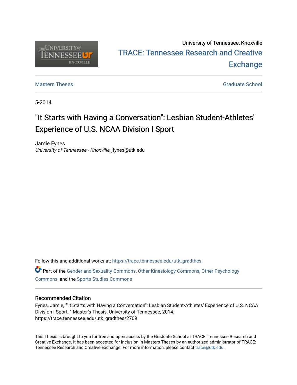 Lesbian Student-Athletes' Experience of US NCAA Division I Sport