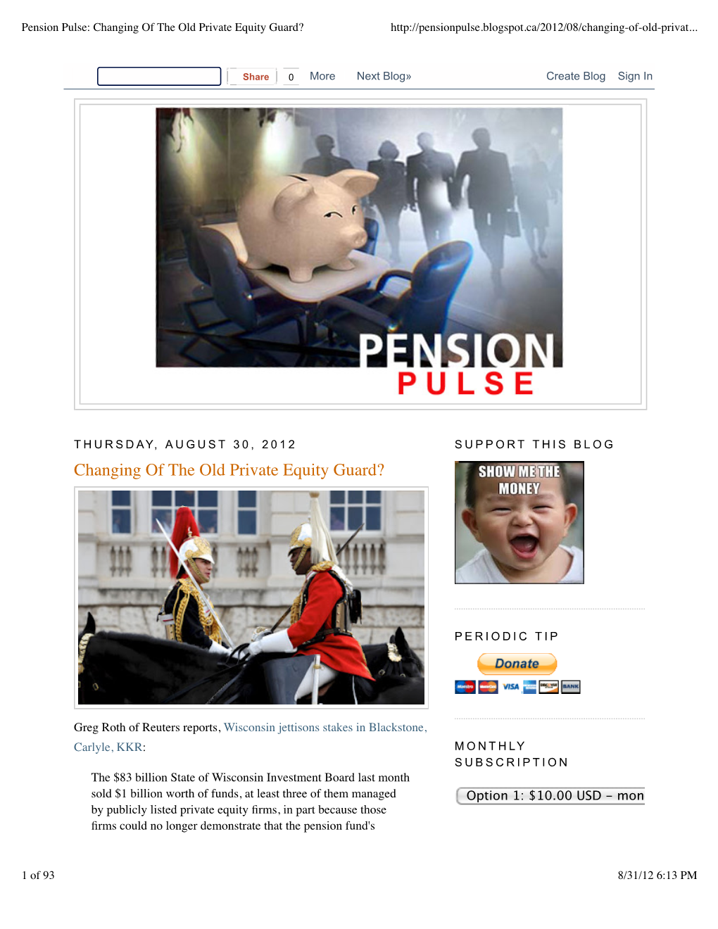 Pension Pulse: Changing of the Old Private Equity Guard?