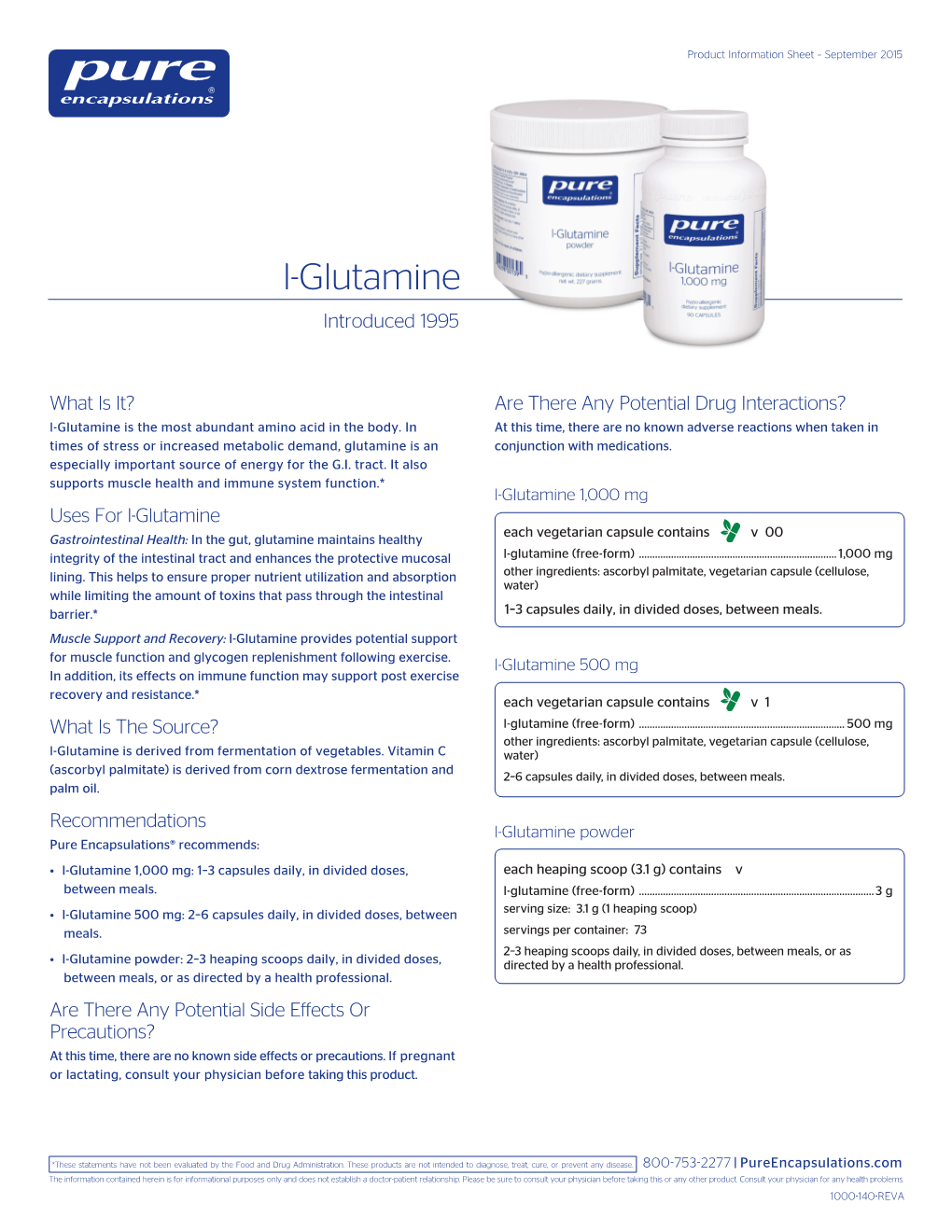 L-Glutamine Introduced 1995