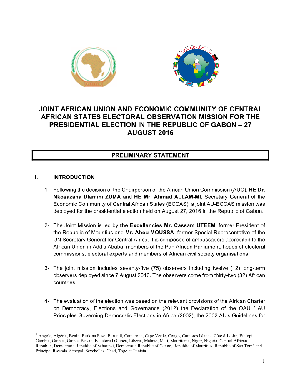 Preliminary Statement Gabon August 2016