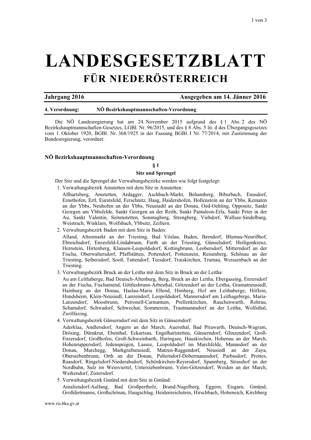 Landesgesetzblatt Für Niederösterreich