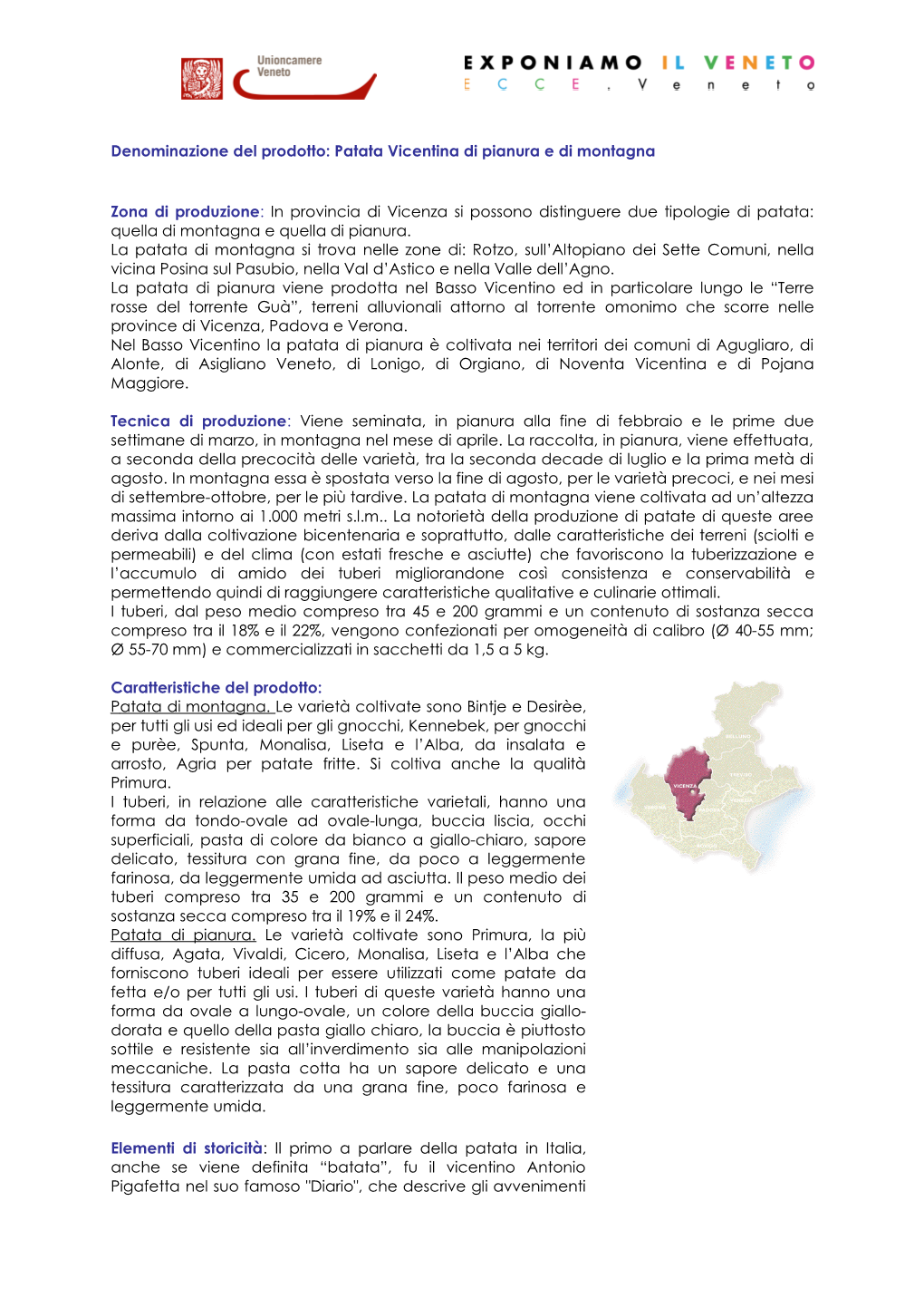 Scheda Prodotti Cciaa Veneto