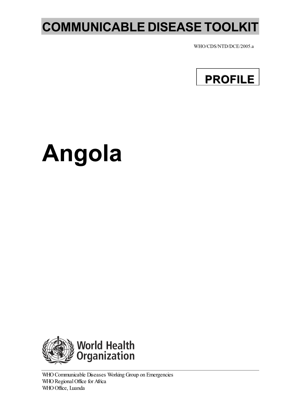 Communicable Disease Toolkit for Angola