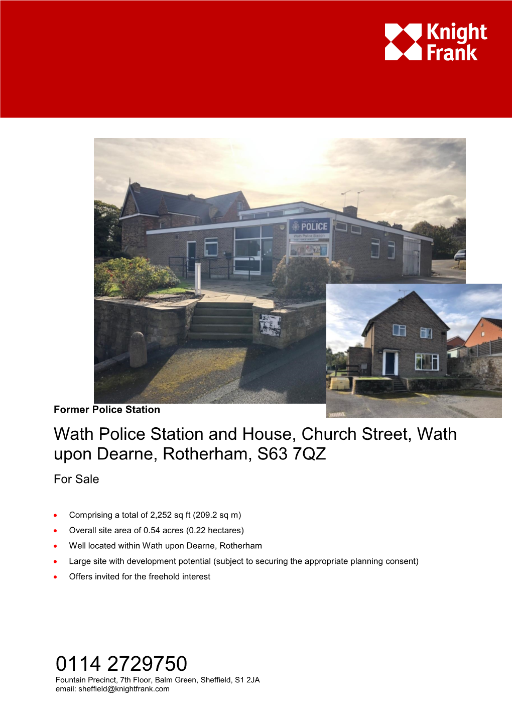 Wath Police Station and House, Church Street, Wath Upon Dearne, Rotherham, S63 7QZ for Sale