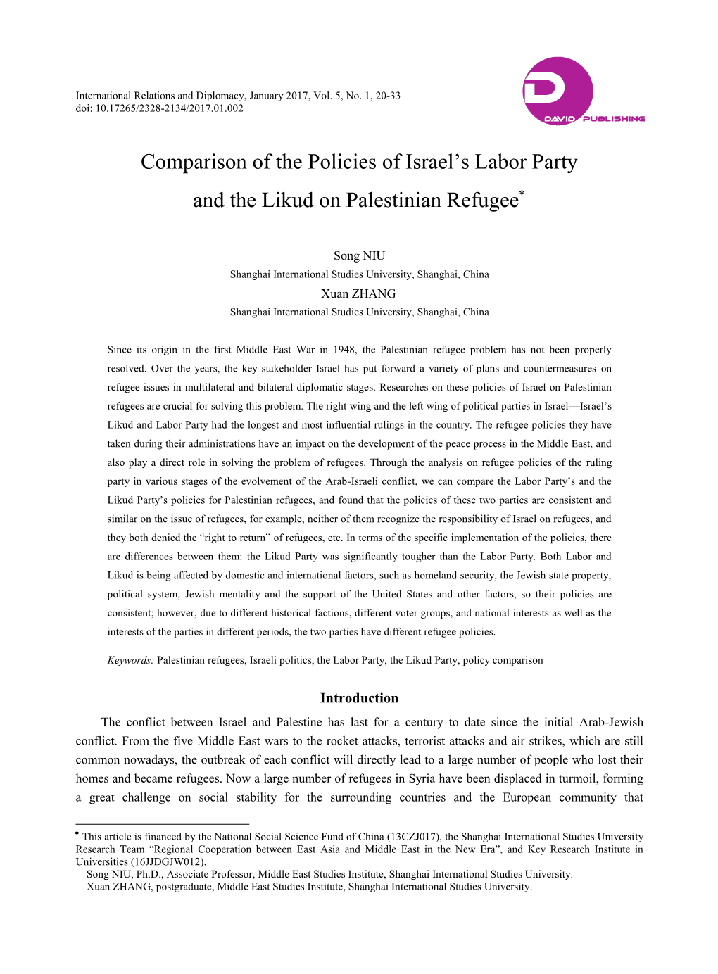 Comparison of the Policies of Israel's Labor Party and the Likud On