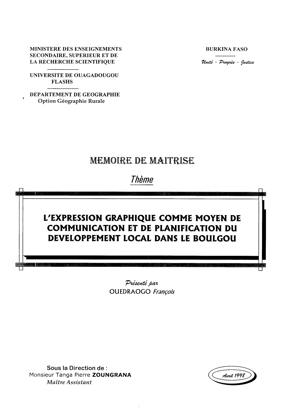 L'expression Graphique Comme Moyen De Communication Et De Planification Du Développement Local Dans Le Boulgou