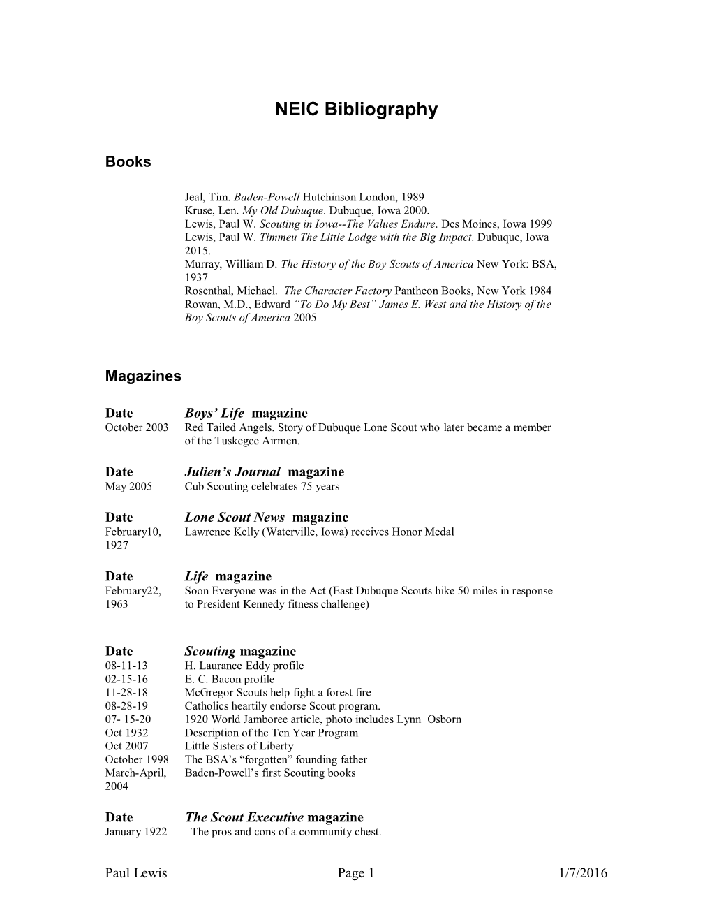 NEIC Bibliography