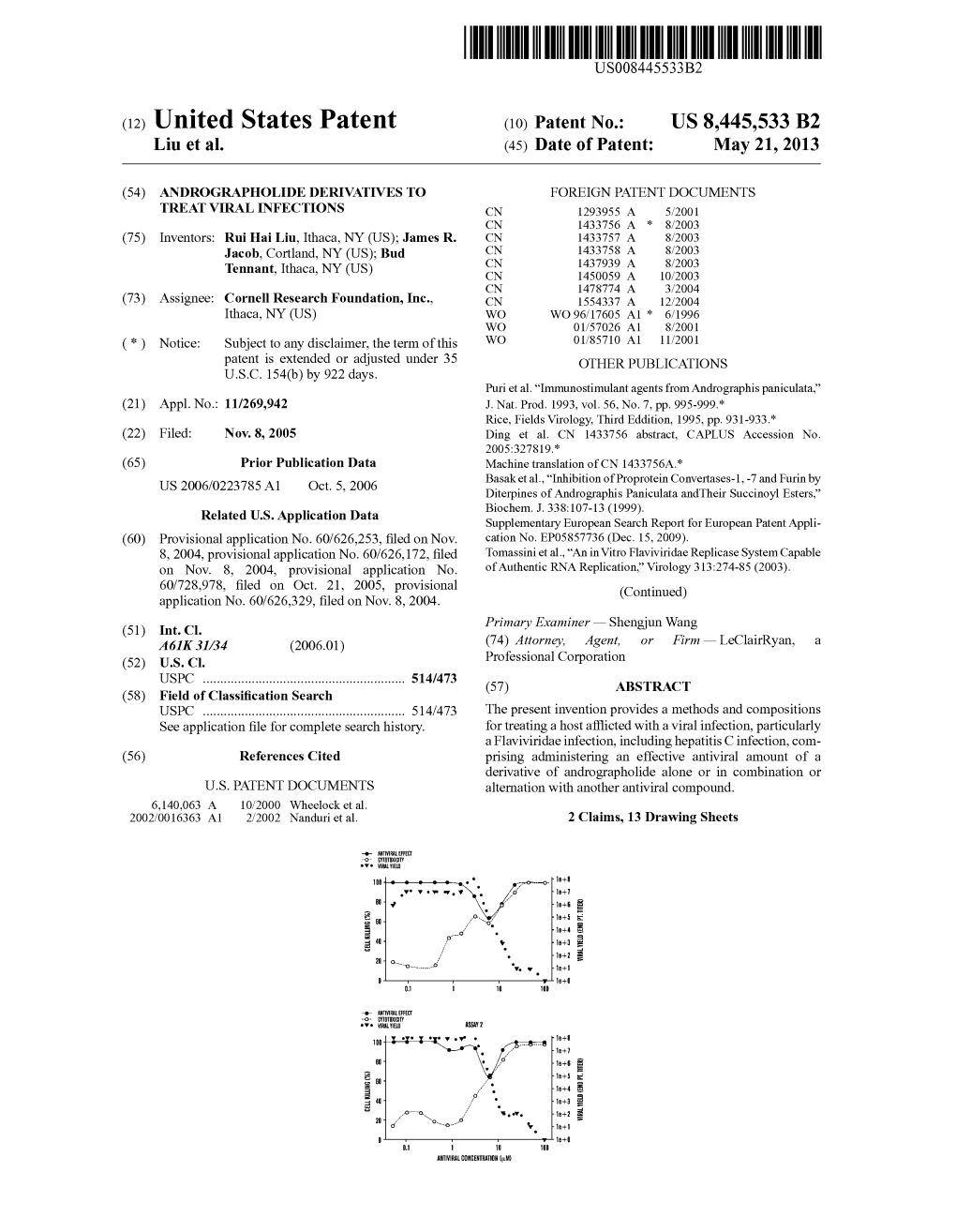 (12) United States Patent (10) Patent No.: US 8.445,533 B2 Liu Et Al