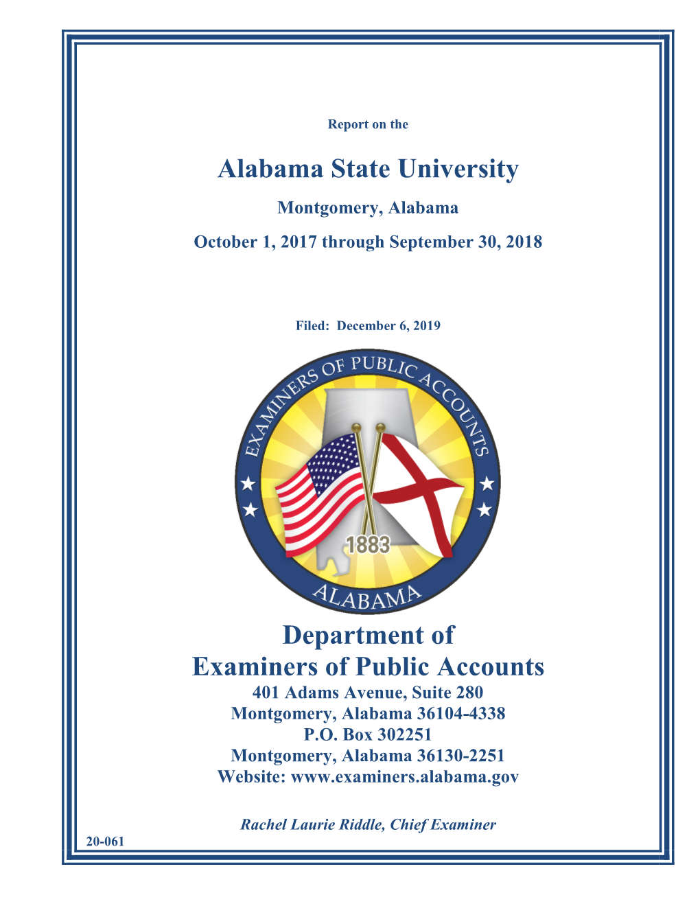 Alabama State University Department of Examiners of Public Accounts