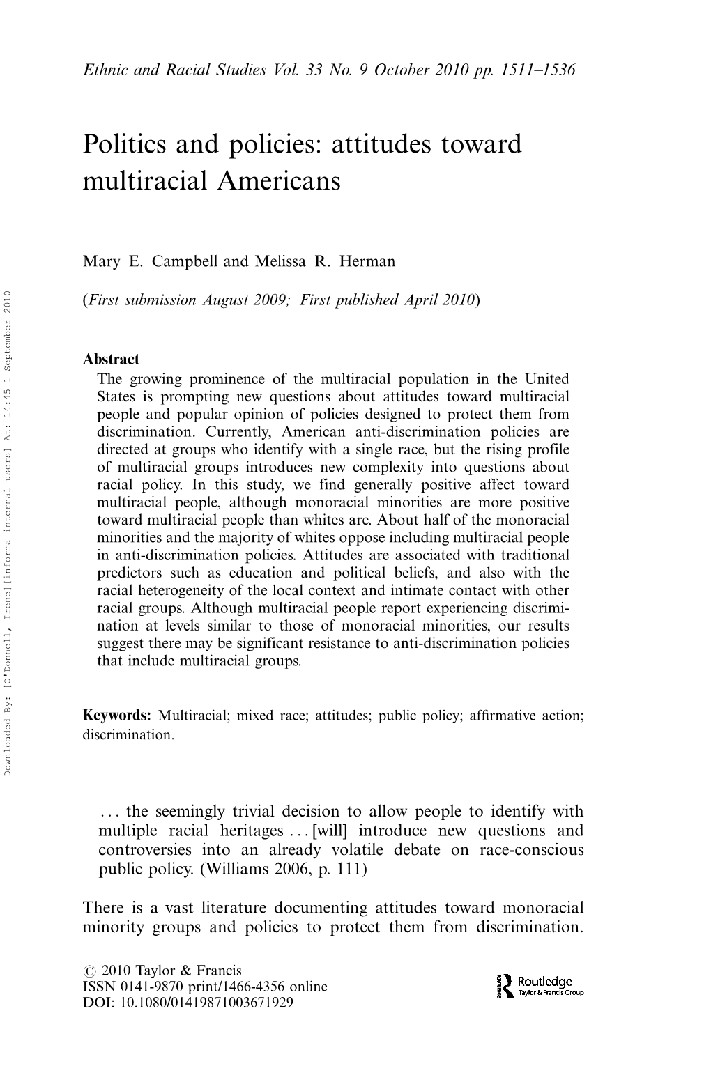 Attitudes Toward Multiracial Americans