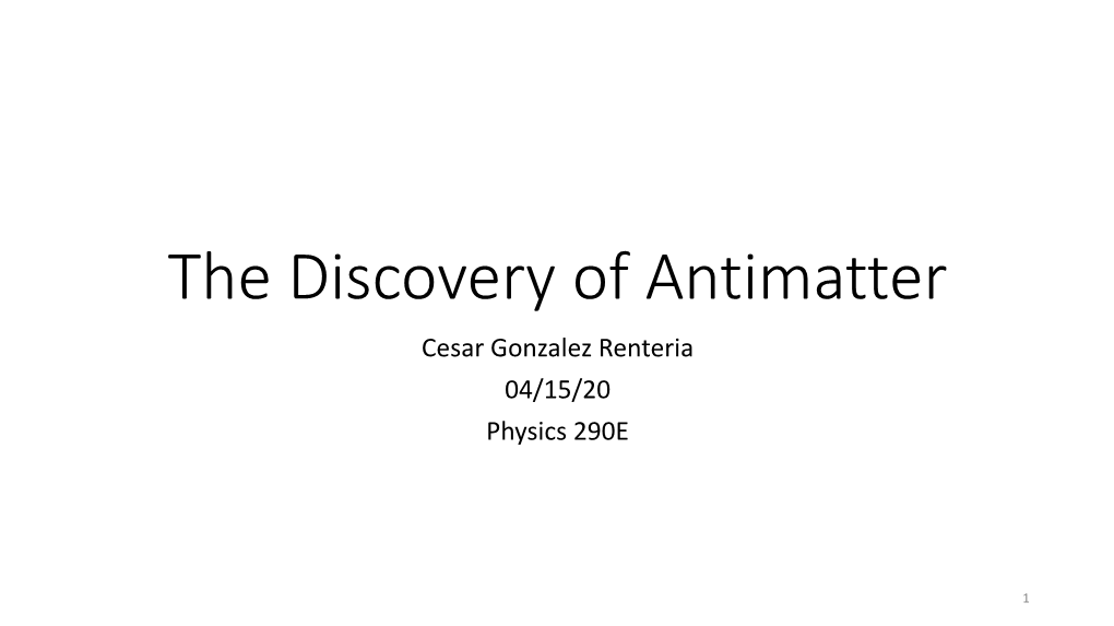 The Discovery of Antimatter.Pdf