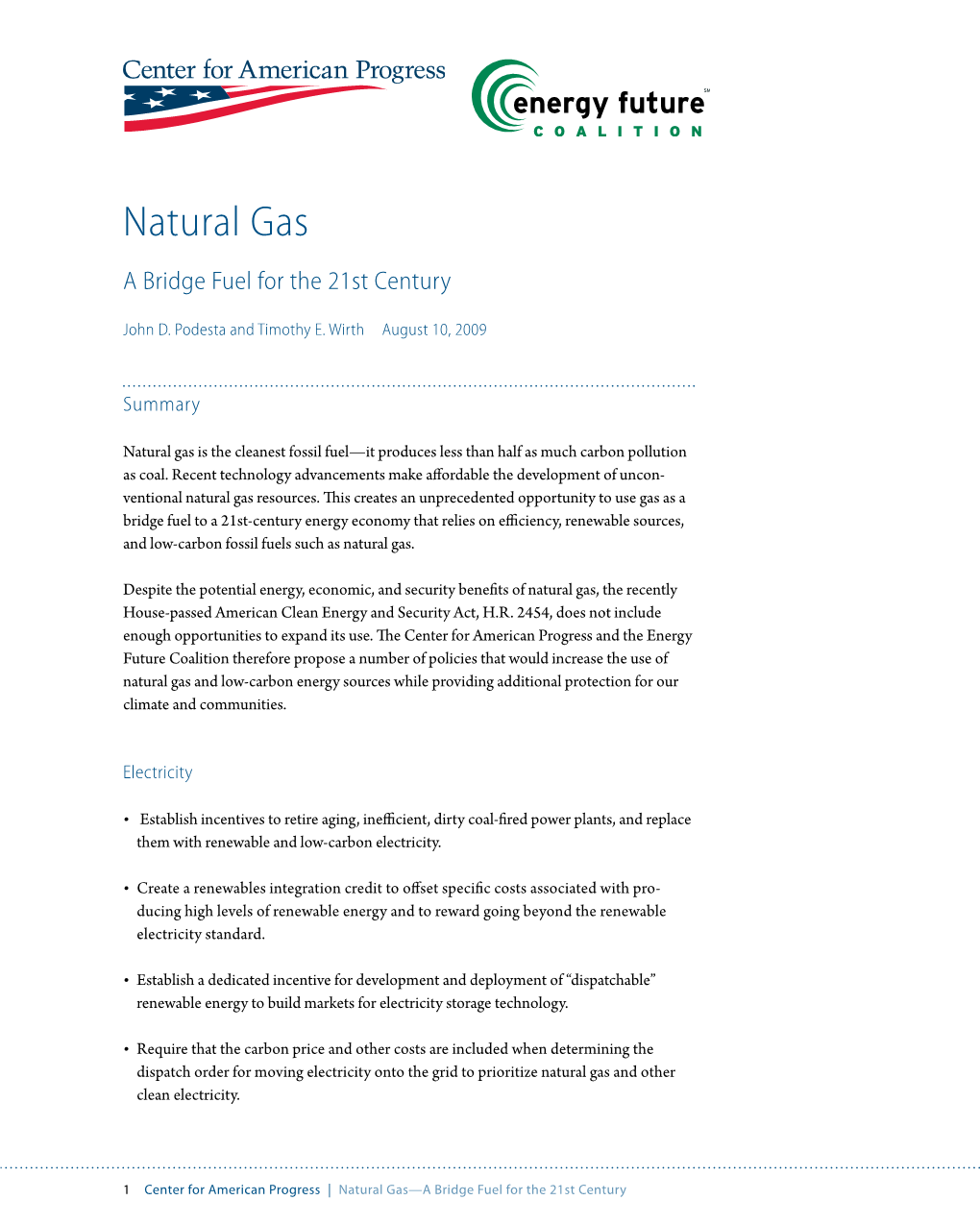Natural Gas a Bridge Fuel for the 21St Century