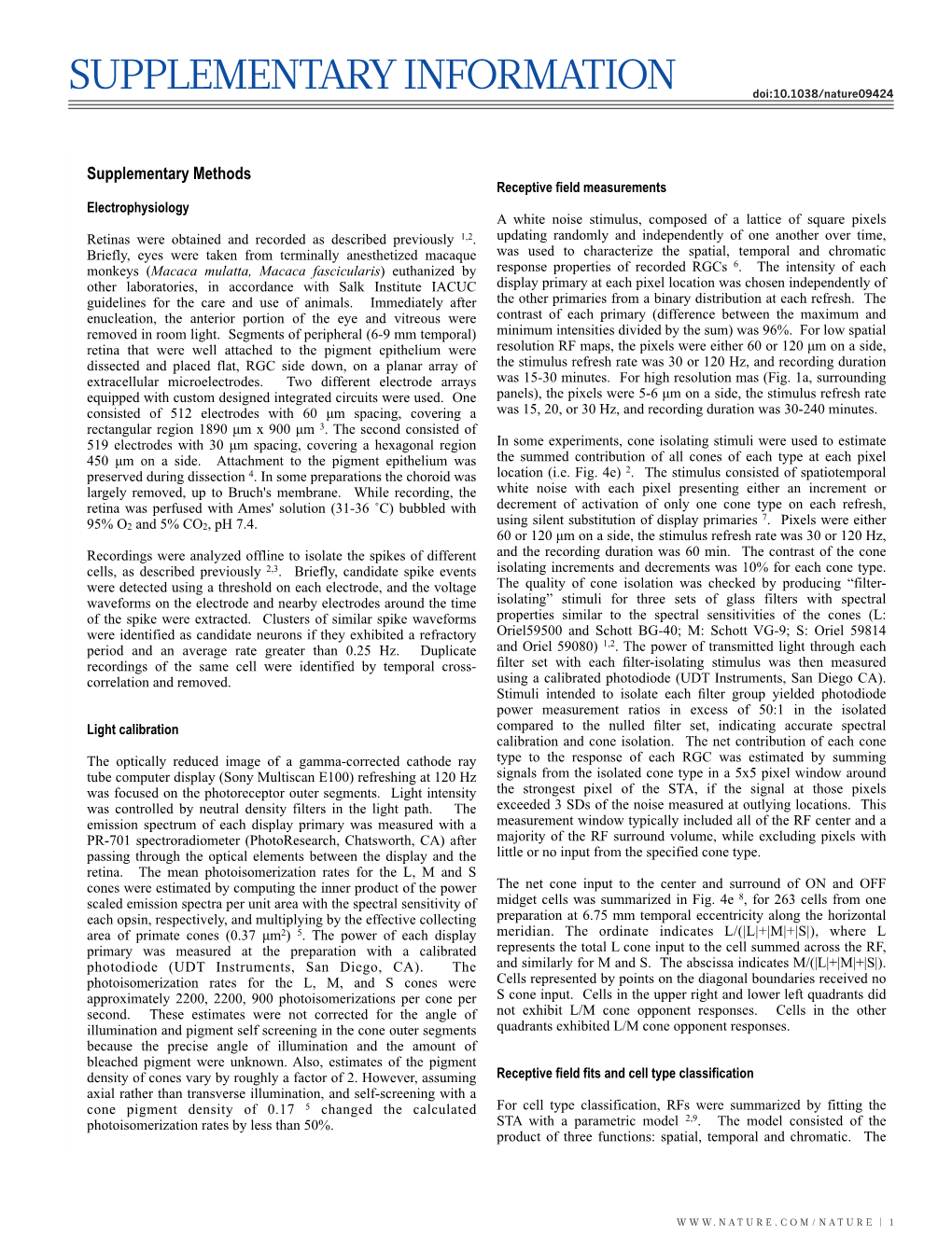 SUPPLEMENTARY INFORMATION Doi:10.1038/Nature09424