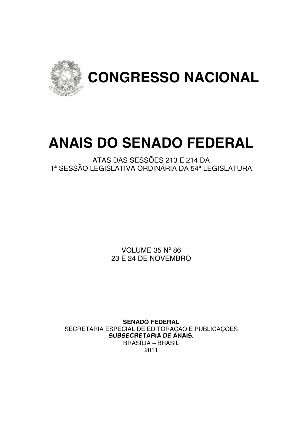 Congresso Nacional Anais Do Senado Federal