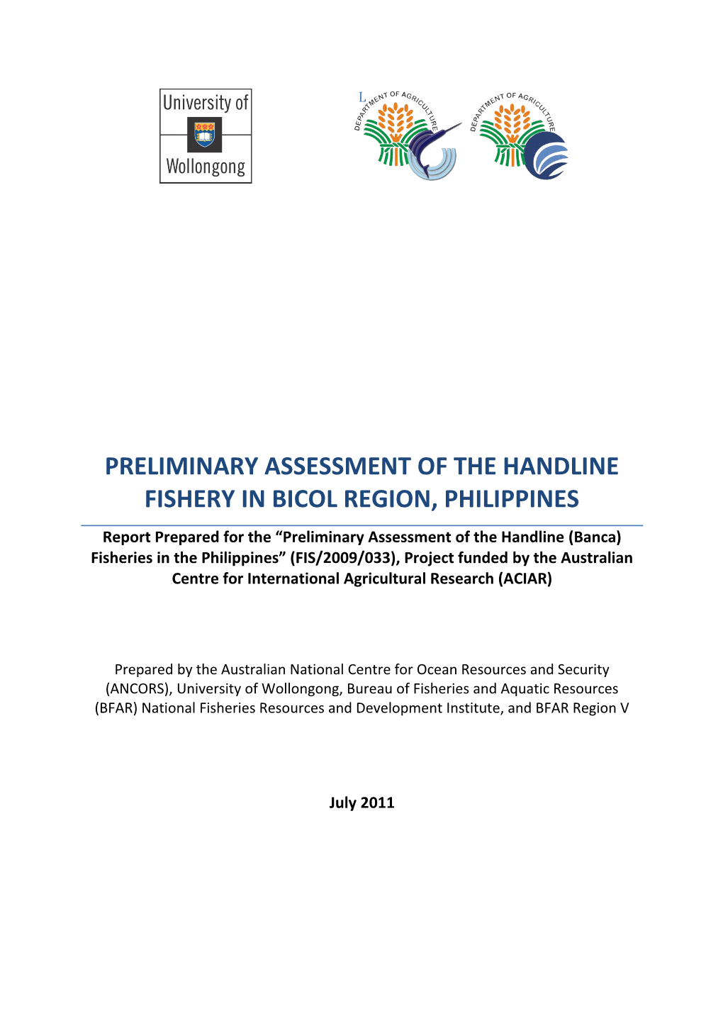 Preliminary Assessment Of The Handline Fishery In Bicol Region, Philippines