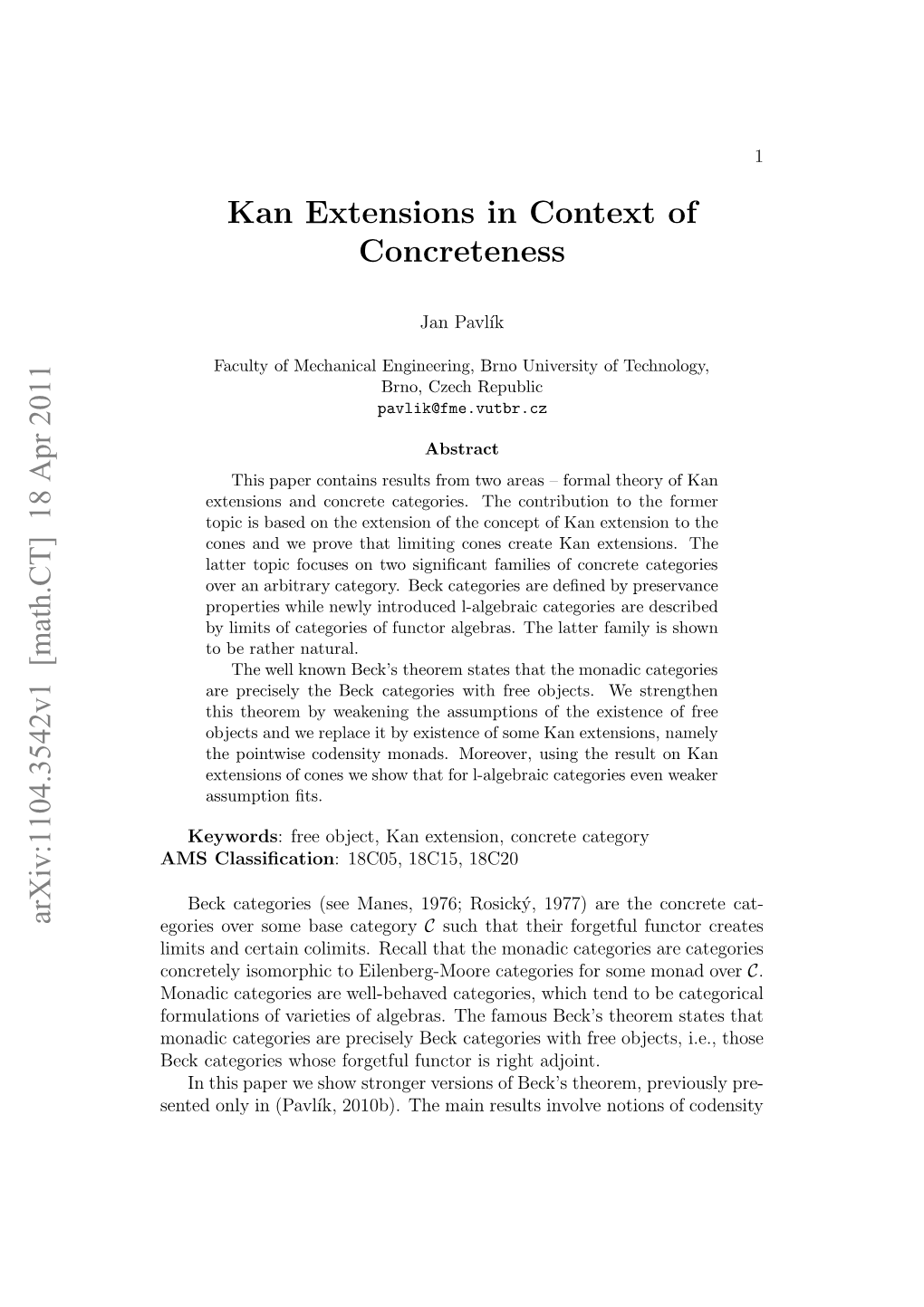 Kan Extensions in Context of Concreteness
