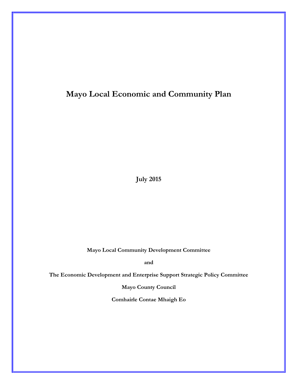 Mayo Local Economic and Community Plan